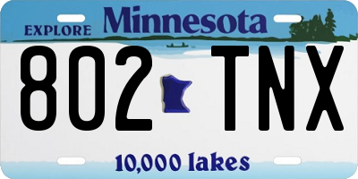 MN license plate 802TNX
