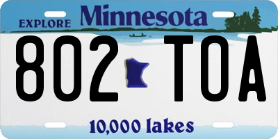 MN license plate 802TOA