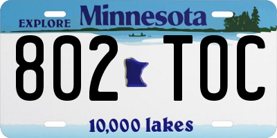 MN license plate 802TOC