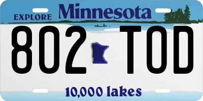 MN license plate 802TOD