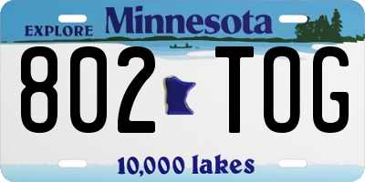 MN license plate 802TOG