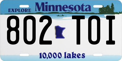 MN license plate 802TOI