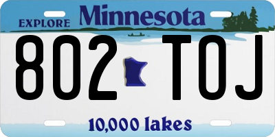 MN license plate 802TOJ