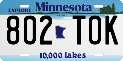 MN license plate 802TOK