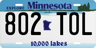 MN license plate 802TOL