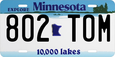 MN license plate 802TOM