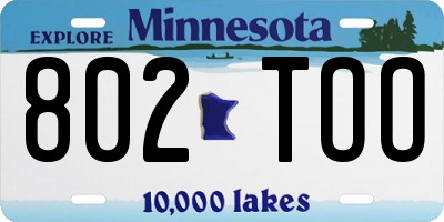 MN license plate 802TOO