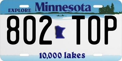 MN license plate 802TOP