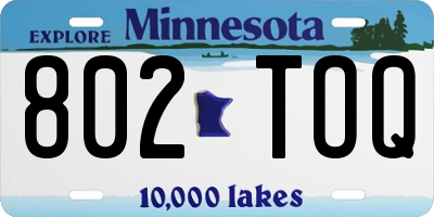 MN license plate 802TOQ