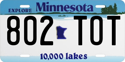 MN license plate 802TOT