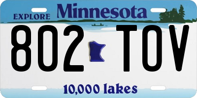 MN license plate 802TOV