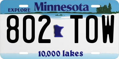 MN license plate 802TOW
