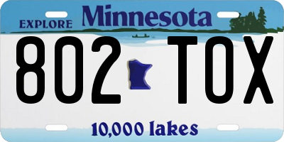 MN license plate 802TOX