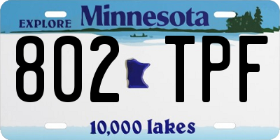 MN license plate 802TPF