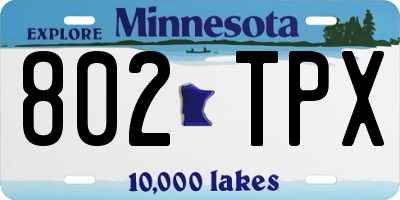 MN license plate 802TPX