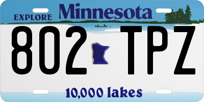 MN license plate 802TPZ