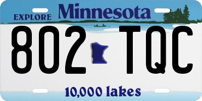 MN license plate 802TQC