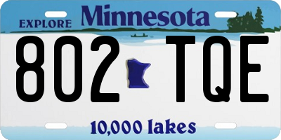 MN license plate 802TQE