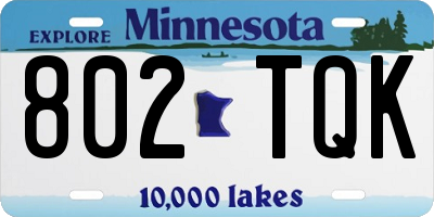 MN license plate 802TQK