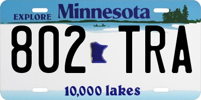 MN license plate 802TRA