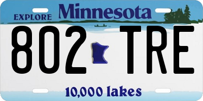 MN license plate 802TRE