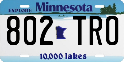MN license plate 802TRO
