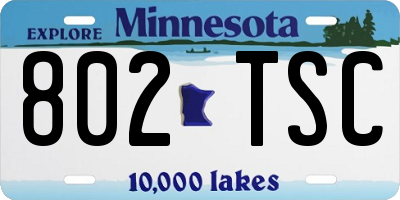 MN license plate 802TSC