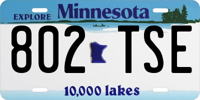 MN license plate 802TSE