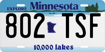 MN license plate 802TSF