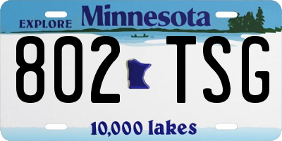 MN license plate 802TSG