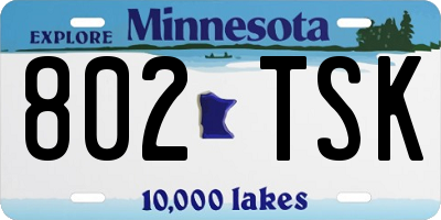 MN license plate 802TSK