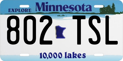 MN license plate 802TSL