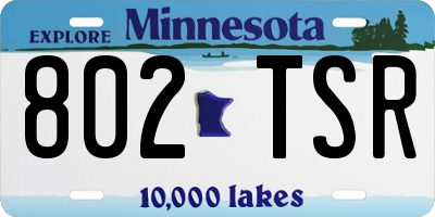 MN license plate 802TSR