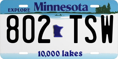 MN license plate 802TSW