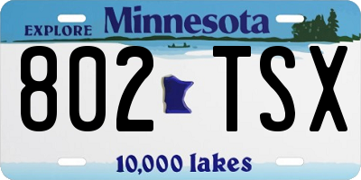 MN license plate 802TSX