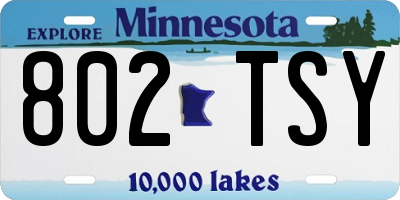 MN license plate 802TSY