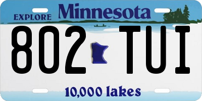 MN license plate 802TUI