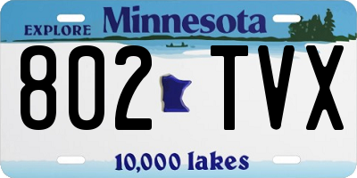 MN license plate 802TVX