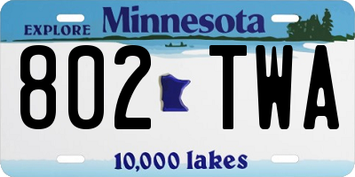 MN license plate 802TWA