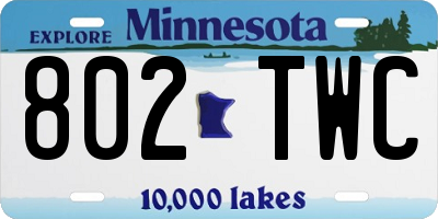 MN license plate 802TWC
