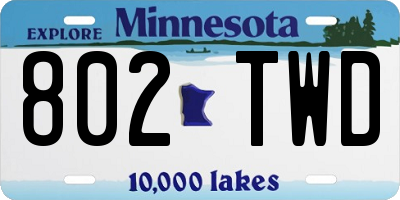 MN license plate 802TWD
