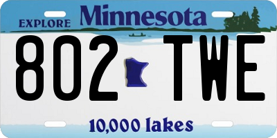 MN license plate 802TWE