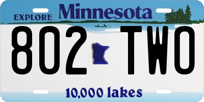 MN license plate 802TWO