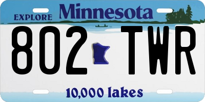 MN license plate 802TWR