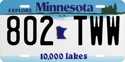 MN license plate 802TWW