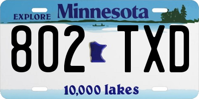 MN license plate 802TXD