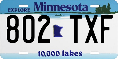 MN license plate 802TXF