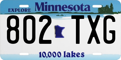 MN license plate 802TXG