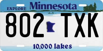 MN license plate 802TXK