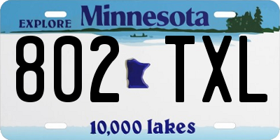 MN license plate 802TXL